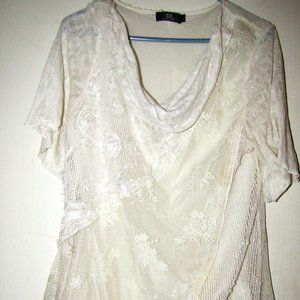 sheer white floral tunic shirt